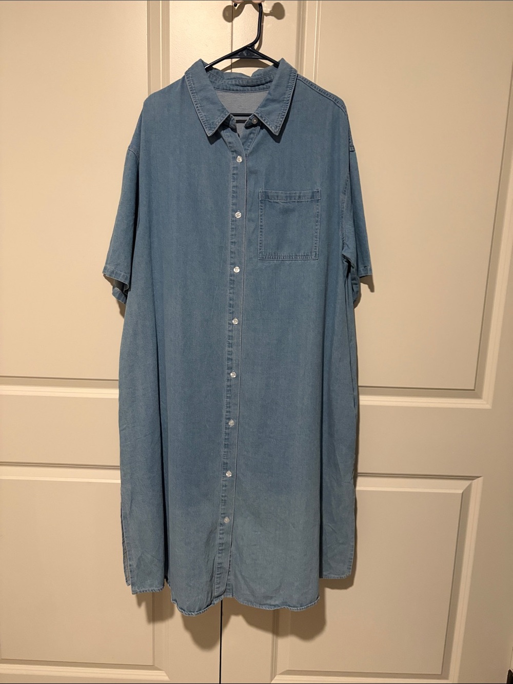 SHEIN Light Blue Denim Button-Down Shirt Dress